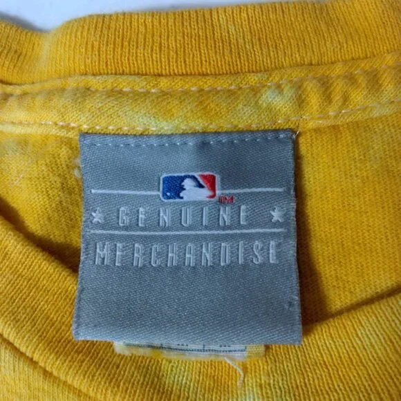 Pittsburgh Pirates Baseball Shirt Medium Gold Black Tie Dye MLB Genuine Hippie - Picture 6 of 14